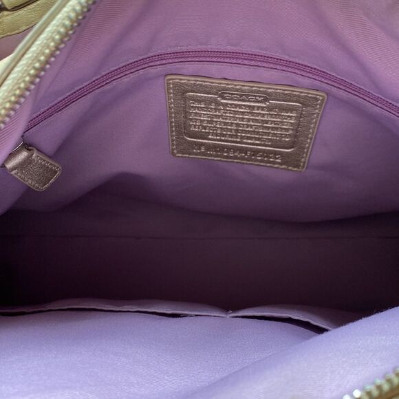 Coach Chelsea Heritage bag Signature White Gold Purple satchel with Dust bag - Picture 9 of 12